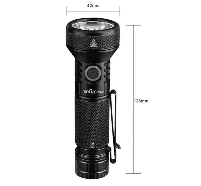 Ручной фонарик Sofirn IF22A дальнобойный аккумуляторный светодиодный фонарь (Black) (19282)