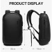 Рюкзак городской Bange BG-7225 20л ранец с отсеком для ноутбука до 15.6'' USB-разъем и замком (Black) (19375)