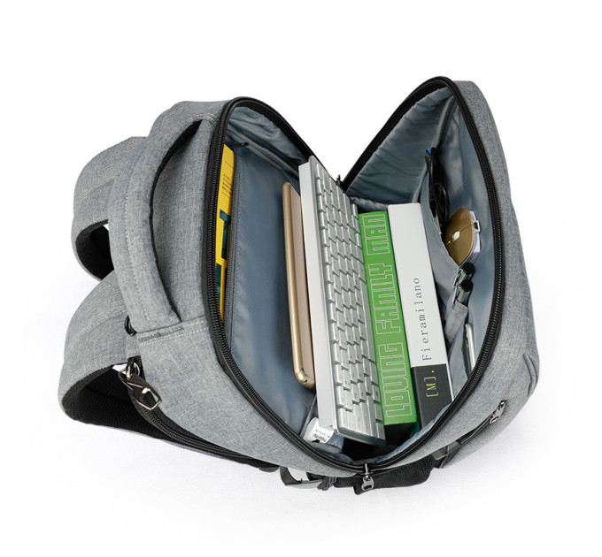 Рюкзак городской Tigernu T-B3516 21л с USB для ноутбука 15.6'' (Grey) (17052)