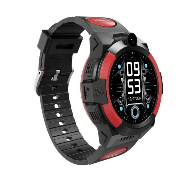 Смарт-часы детские LEMFO LT32 GPS 4G с камерой WI-FI GPS SIM-карта Original силиконовый ремешок  (Black Red) (17453)