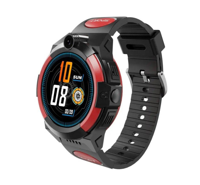 Смарт-часы детские LEMFO LT32 GPS 4G с камерой WI-FI GPS SIM-карта Original силиконовый ремешок  (Black Red) (17453)