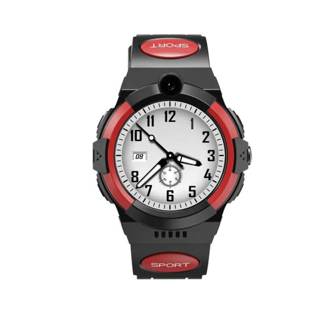 Смарт-часы детские LEMFO LT32 GPS 4G с камерой WI-FI GPS SIM-карта Original силиконовый ремешок  (Black Red) (17453)