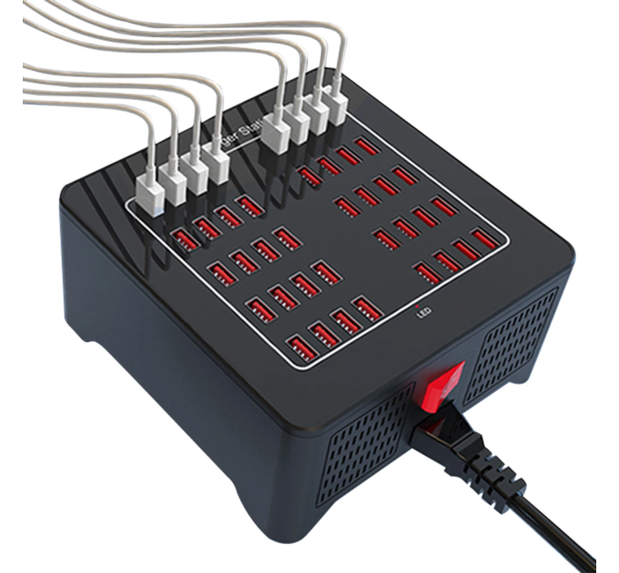 Зарядная станция многопортовая ILEPO на 40 USB портов 200 Вт / сетевое мультизарядное устройство (19014)