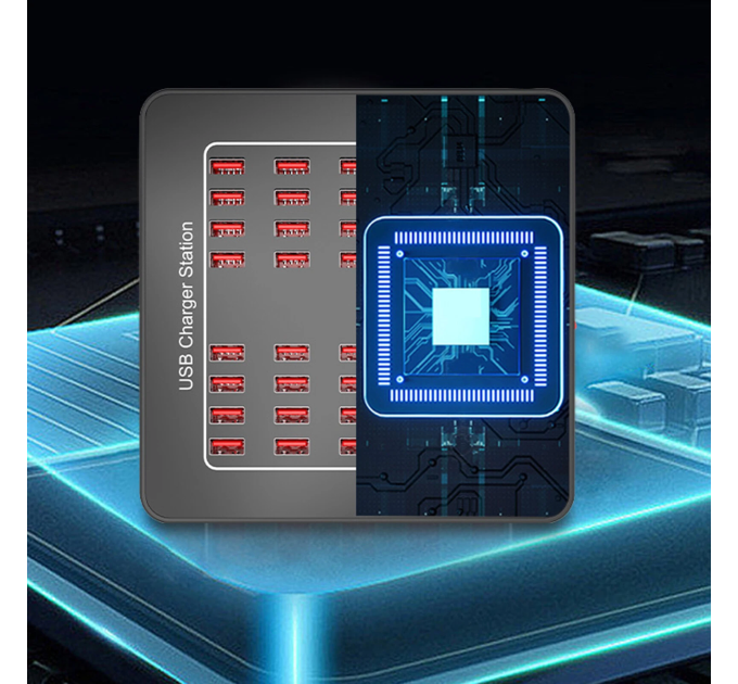 Зарядная станция многопортовая ILEPO на 40 USB портов 200 Вт / сетевое мультизарядное устройство (19014)