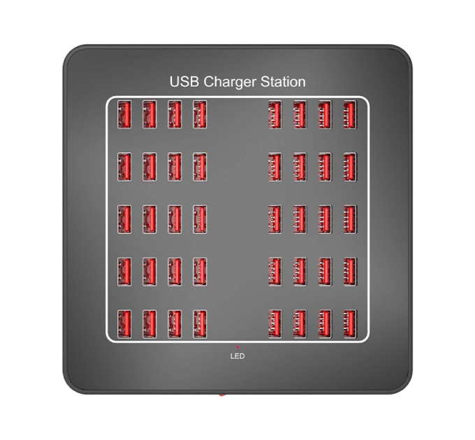 Зарядная станция многопортовая ILEPO на 40 USB портов 200 Вт / сетевое мультизарядное устройство (19014)