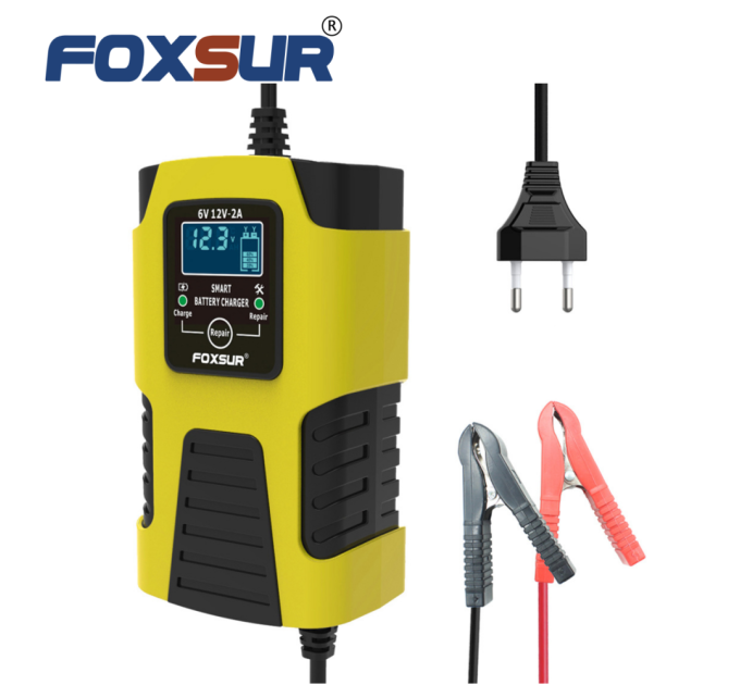 Зарядное устройство автомобильное Foxsur FBC061202D 12V/2А Автоматическое импульсное с функцией восстановления (Yellow) (19425)