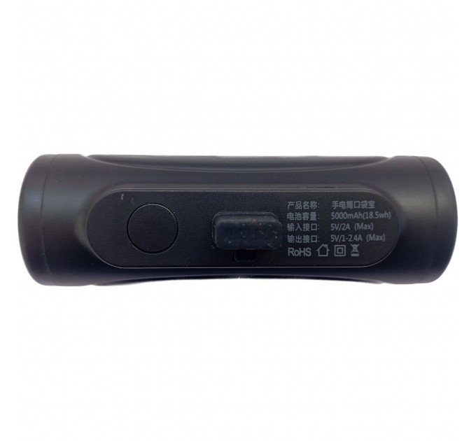 Power Bank без USB 5000mAh повербанк із ліхтариком, для пристроїв з Type-C (Black)