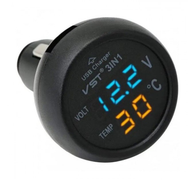 Автомобільний годинник VST 706 від прикурювача (Black/Blue)