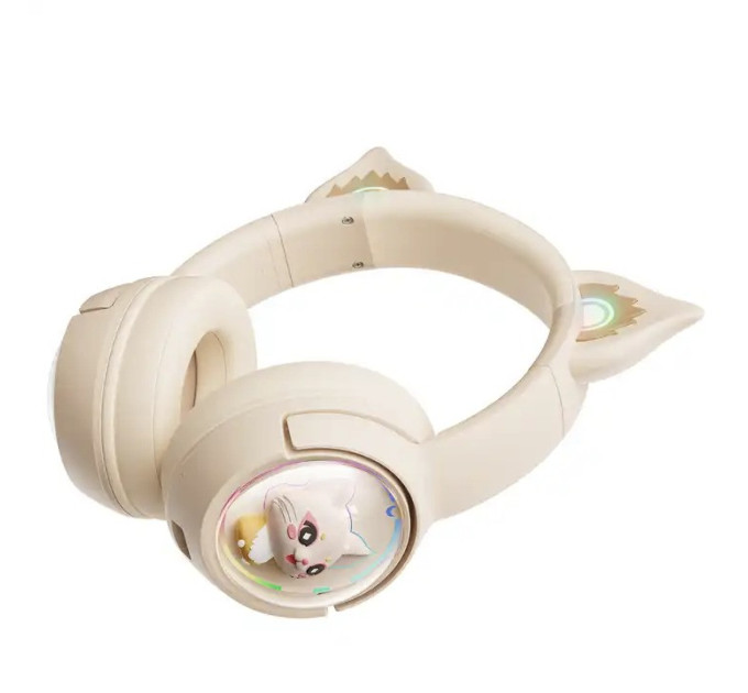 Беспроводные игровые наушники с ушками Onikuma B5 Bluetooth гарнитура с микрофоном и RGB подсветкой (Beige) (19239)