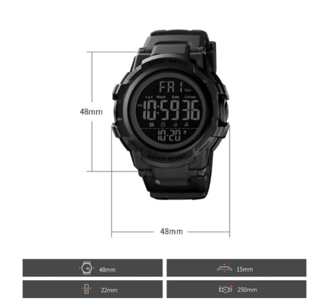 Часы наручные Skmei 1568 Original (Black, 1568BK) (17155)