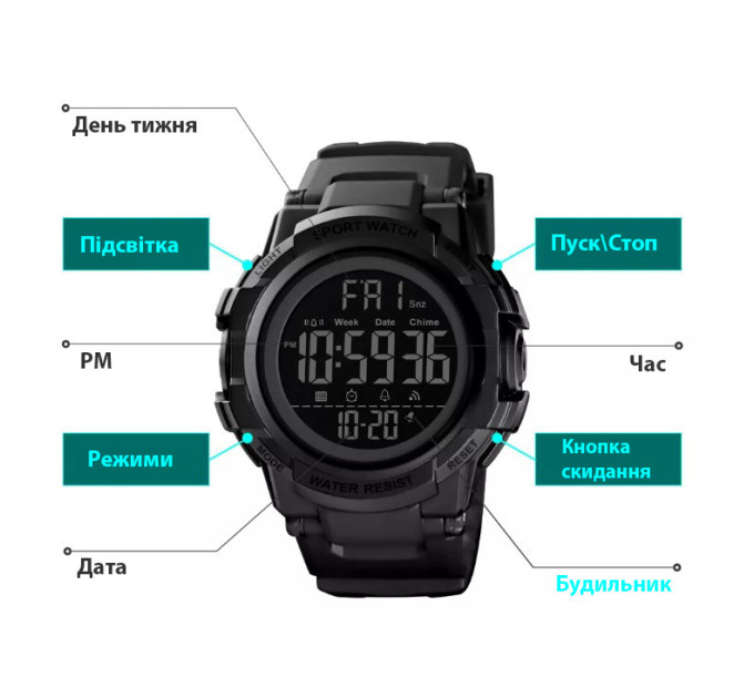 Часы наручные Skmei 1568 Original (Black, 1568BK) (17155)