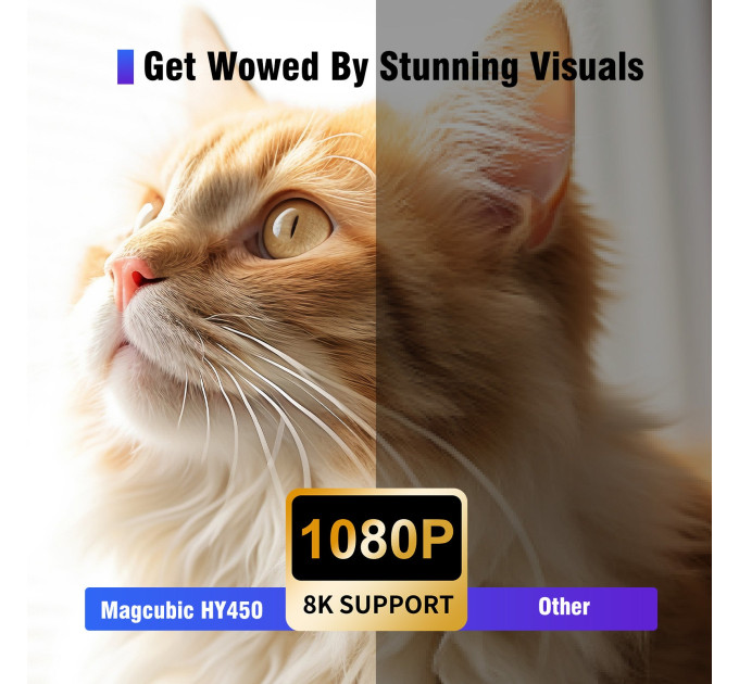 Мультимедийный смарт-проектор с автофокусом Magcubic HY450 Android 14, chip H726, 8K24fps, 2GB/16GB домашний кинотеатр (Black White) (19397)