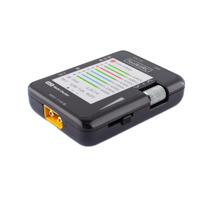 Мультитестер с быстрой зарядкой ToolkitRC MC8 20W для FPV 2-8S балансировка батарей, измеритель сигналов PWM PPM SBUS ШИМ, USB-C (Black) (18762)