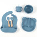 Набор детской силиконовой посуды для кормления на присосках 6 предметов (Blue) (18971)