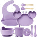 Набор детской силиконовой посуды для первого прикорма на присосках 9 предметов Краб (Purple) (18976)