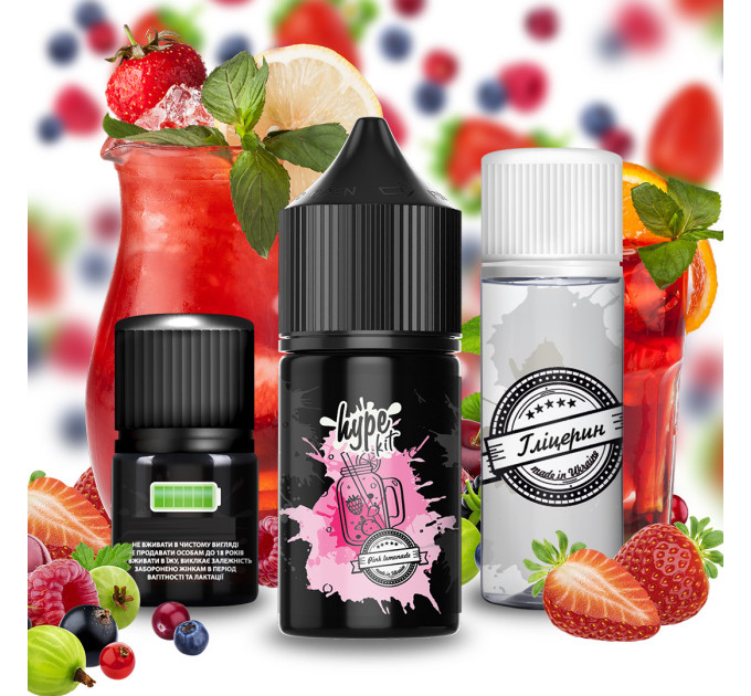 Набір для самозамісу сольовий Hype 30 мл, 0-50 мг Pink Lemonade (Лимонад з малині та полуниці) (16875)