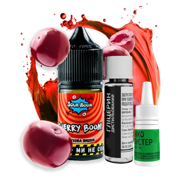 Набор для самозамеса солевой Sour Boom 15 мл (Cherry boom Вишня, 0-50 мг) (17280)