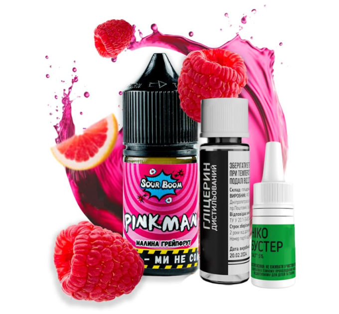 Набор для самозамеса солевой Sour Boom 15 мл (Pinkman Малина Грейпфрут, 0-65 мг) (17289)
