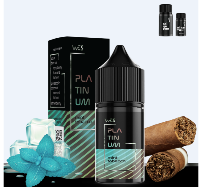 Набор для самозамеса солевой WES Platinum 30 мл (Mint Tobacco мятный табак 0-50 мг) (17407)