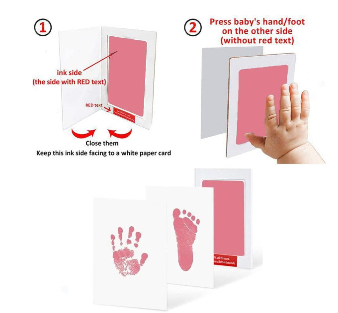 Набор для слепков детских ручек и ножек LVR 019 отпечатки без контакта с краской (Pink) (18980)