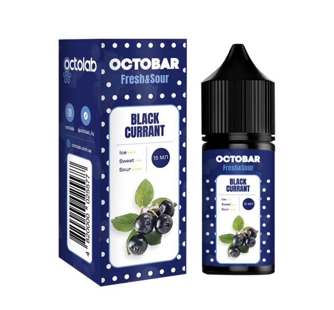 Набор компонентов для самозамеса солевой жидкости Octobar Fresh & Sour 30 мл (Black Currant Черная Смородина, 0-65 мг) (17881)