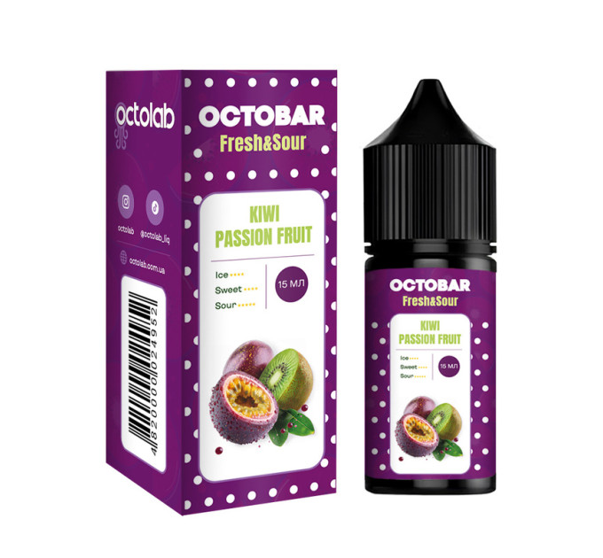 Набор компонентов для самозамеса солевой жидкости Octobar Fresh & Sour 30 мл (Kiwi Passionfruit Киви Маракуя, 0-65 мг) (17885)