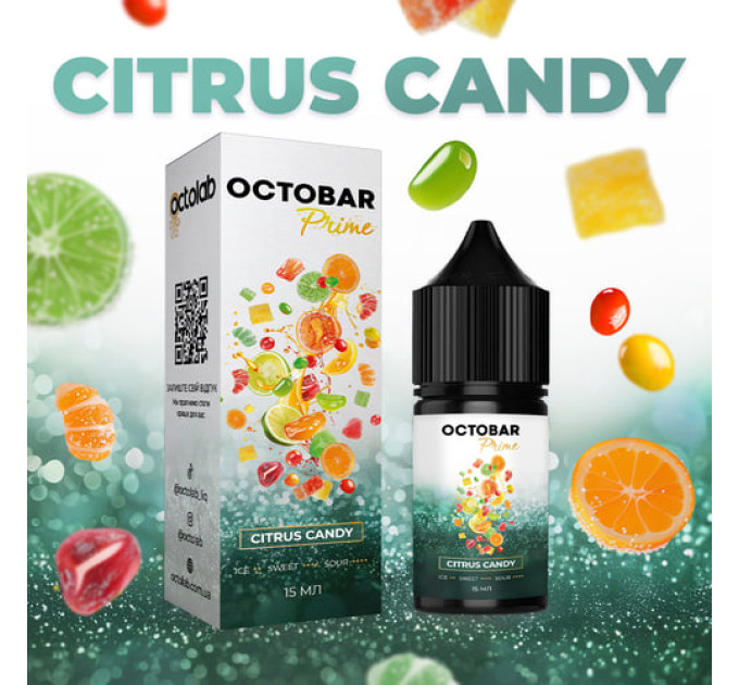 Набор компонентов для самозамеса солевой заправки Octobar Prime 15 мл (Citrus Candy, Цитрусовые конфеты 0-50 мг) (19051)
