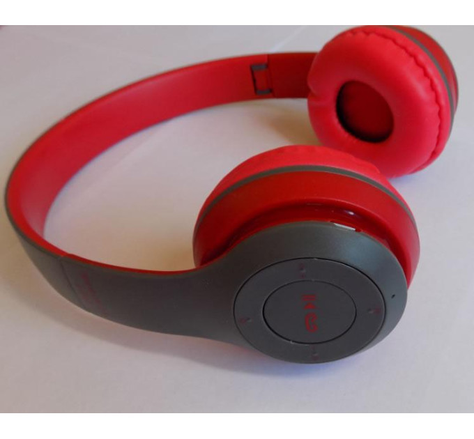 Наушники беспроводные P47 споддержкой карты памяти + встроенным FM-радио (Red Gray) (18178)