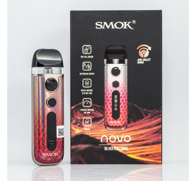 Підсистема Smok Novo 5 30W Original Pod System 900mAh 2ml (Silver Red Cobra)