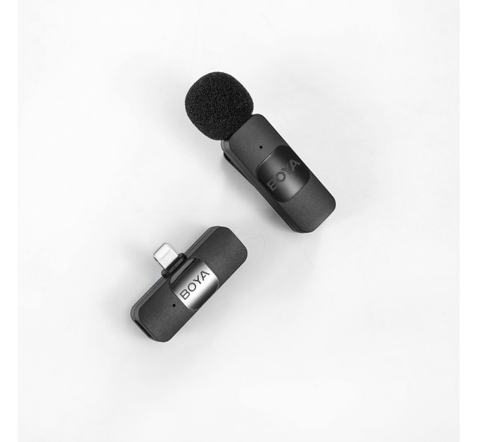 Профессиональный петличный микрофон беспроводной Boya BY-V1 Lightning (Black) (18870)