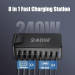 Сетевая зарядная станция ILEPO 240W на 4 USB+4 Type-C мультизарядное устройство мощный блок питания (Black) (19338)