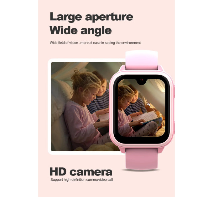 Смарт-часы детские Wonlex KT33 с камерой WI-FI GPS SIM-карта Original силиконовый ремешок (Pink) (17775)