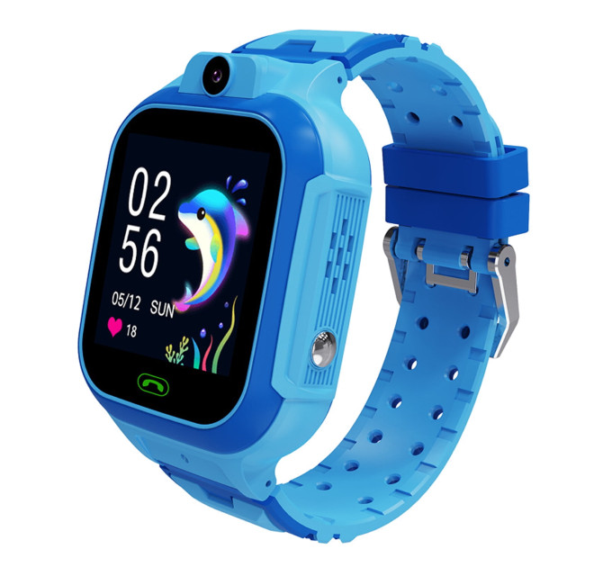 Смарт-часы телефон детские LEMFO LT37 4G GPS Wi-Fi с видеозвонком SIM-карта Original силиконовый ремешок (Blue) (18758)