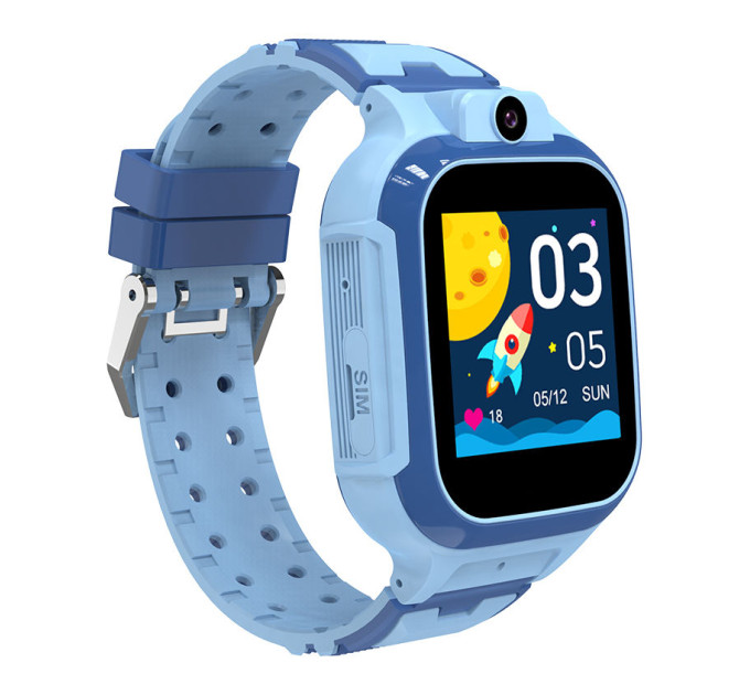 Смарт-часы телефон детские LEMFO LT37 4G GPS Wi-Fi с видеозвонком SIM-карта Original силиконовый ремешок (Blue) (18758)