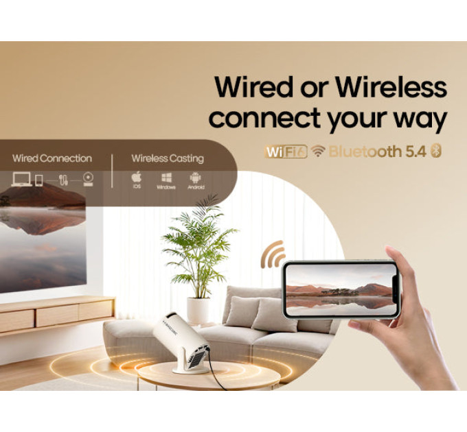 Смарт проектор Magcubic HY300 Pro Android 14, chip H726, 8K24fps, 1GB/8GB Wi-Fi 2.4G/5G Обновленная версия Кинотеатр (White) (19029)