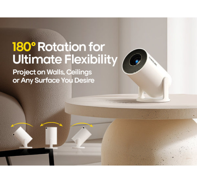 Смарт проектор Magcubic HY300 Pro Android 14, chip H726, 8K24fps, 1GB/8GB Wi-Fi 2.4G/5G Обновленная версия Кинотеатр (White) (19029)