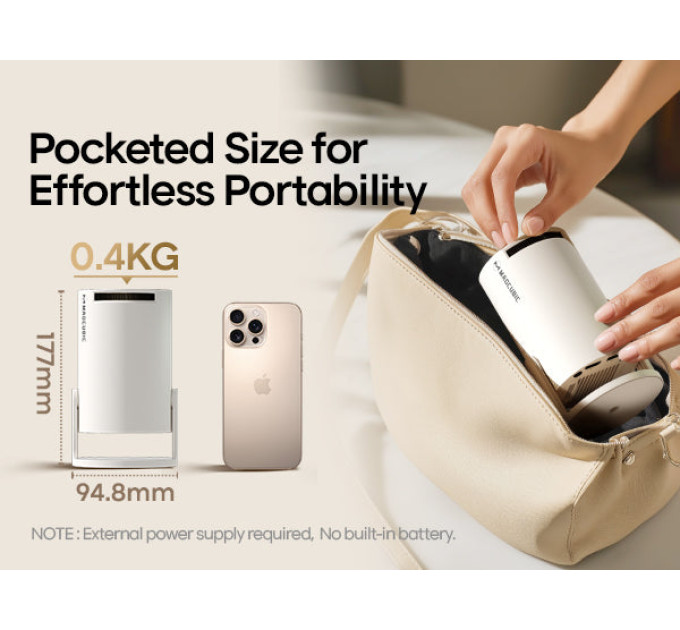Смарт проектор Magcubic HY300 Pro Android 14, chip H726, 8K24fps, 1GB/8GB Wi-Fi 2.4G/5G Обновленная версия Кинотеатр (White) (19029)