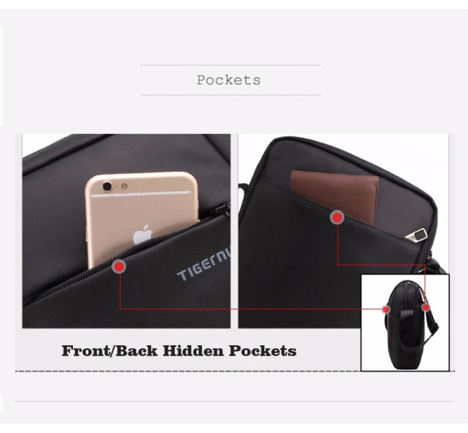 Сумка через плечо Tigernu T-L5108 5л с отсеком для планшета 9.6'' (Black) (17067)