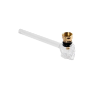 Трубка курительная стеклянная D&K Череп DK-8587 (Gold)