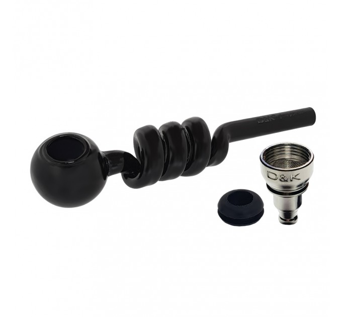 Трубка курительная стеклянная с охлаждением D&K Спираль DK-8569A (Black) (15671)