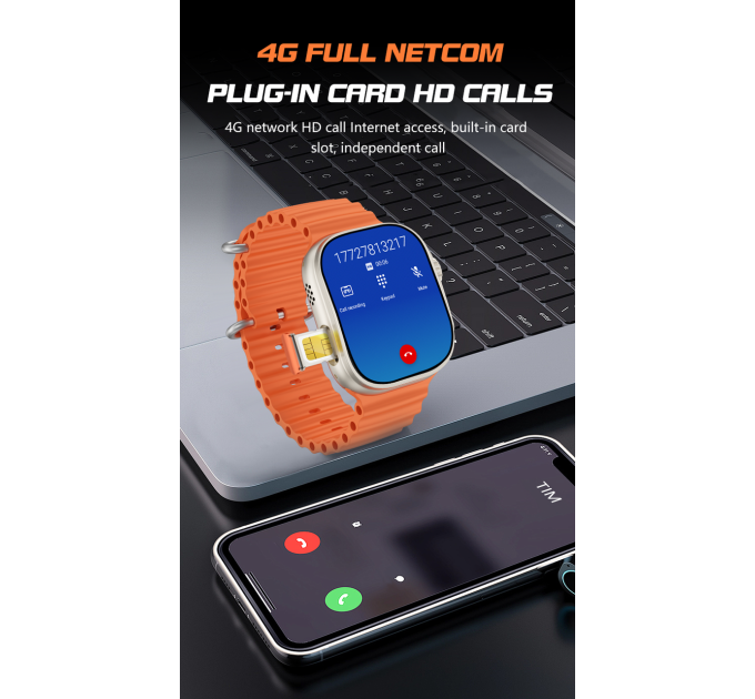 Умные смарт-часы телефон LEMFO B33 Original с камерой GPS Wi-Fi SIM-карта силиконовый ремешок (Black Black) (18752)