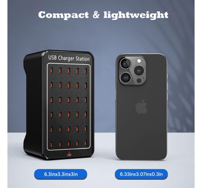 Зарядная станция многопортовая ILEPO на 30 Type-C портов 150 Вт / сетевое мультизарядное устройство (19019)