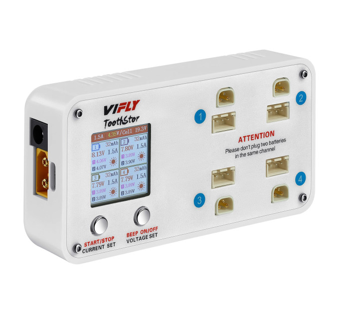 Зарядное устройство VIFLY TооthStоr 65W 4 Роrt 2s FPV BT3.0 & JST-XH с функцией балансировки (White) (18773)
