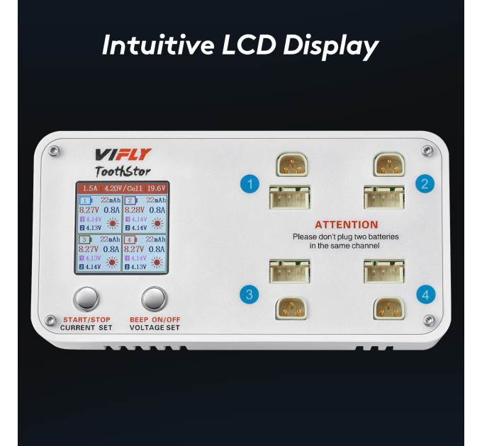 Зарядное устройство VIFLY TооthStоr 65W 4 Роrt 2s FPV BT3.0 & JST-XH с функцией балансировки (White) (18773)