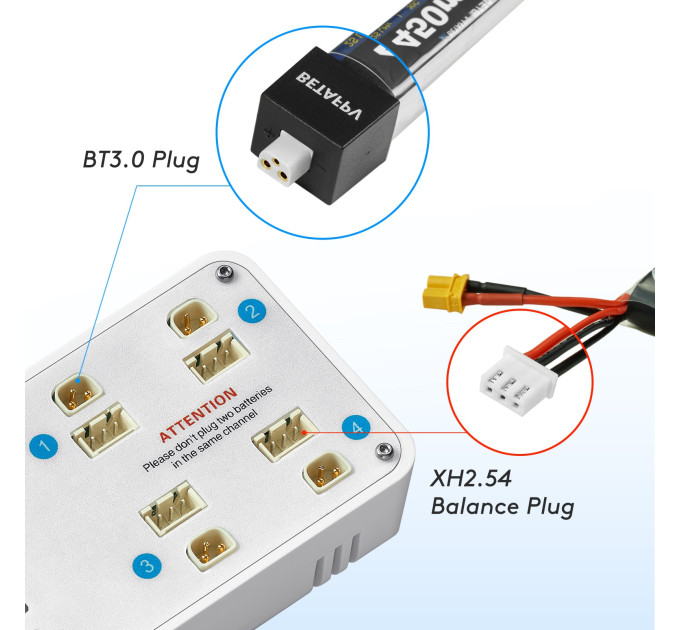 Зарядное устройство VIFLY TооthStоr 65W 4 Роrt 2s FPV BT3.0 & JST-XH с функцией балансировки (White) (18773)