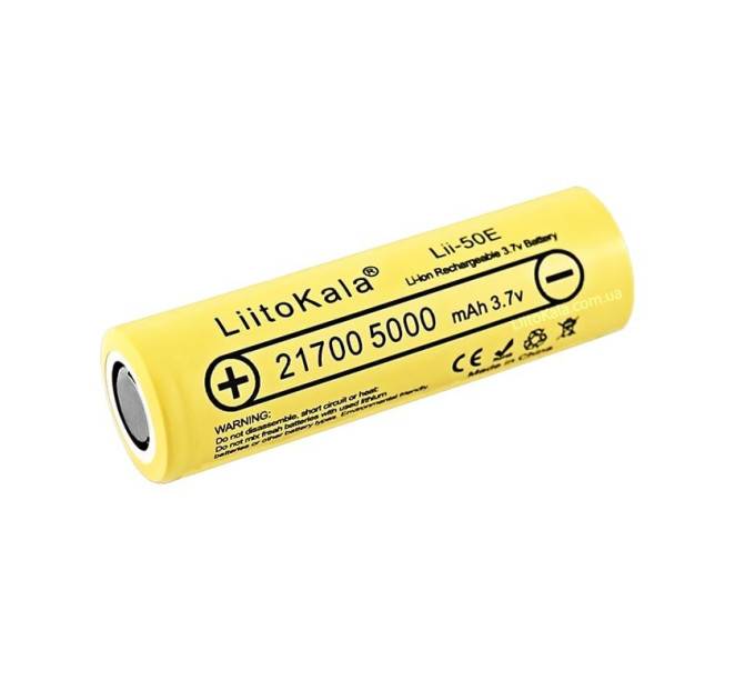 Аккумулятор 21700 LiitoKala Lii-50E 5000 mAh литий-ионная аккумуляторная батарея Li-Ion 25А, 3.7V Плоский плюс (19313)