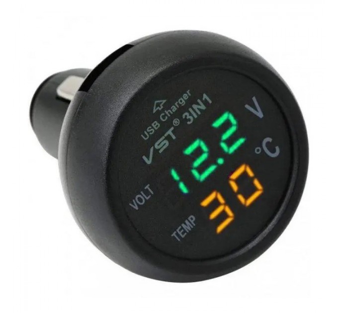 Автомобильные часы VST 706 от прикуривателя (Black/Green)