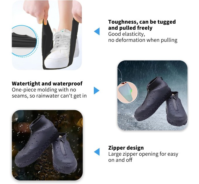 Бахилы на обувь силиконовые с застежкой LVR 016 L 38-42 (Black) (17554)
