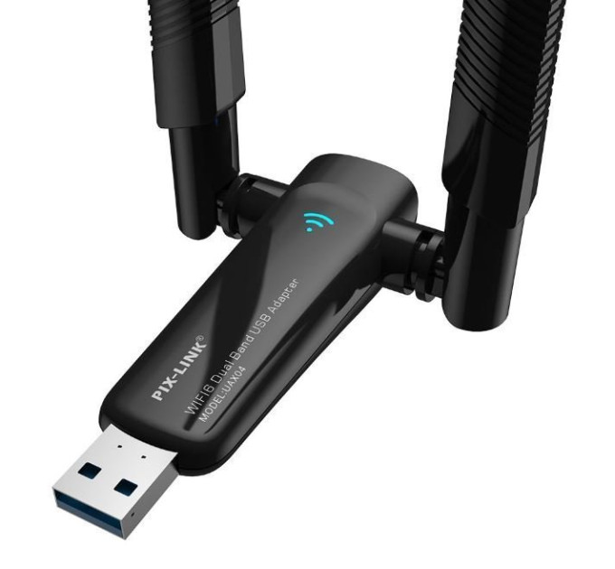 Беспроводной сетевой адаптер Вай-фай двухдиапазонный PIX-LINK AX1800 LV-UAX04 Wi-Fi USB 2.4/5GHz (Black) (17961)