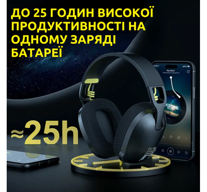Беспроводные игровые наушники Onikuma B2 Bluetooth гарнитура для геймеров с микрофоном (Black) (19114)